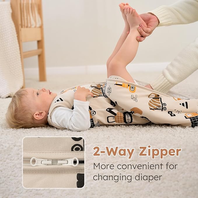 Yoofoss Baby Sleep Sack 0-6 Months, 1.5 Tog Baby Wearable Blanket with 2-Way Zipper, 100% Cotton Organic Fabric Winter Infant Sleeping Sack, Warm Soft Comfy