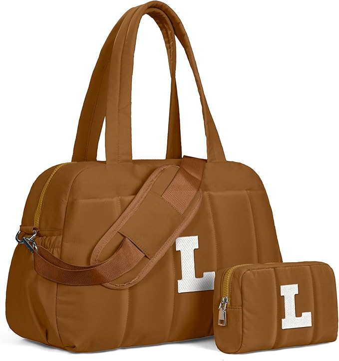 Girls Trendy Stuff-Duffle Bag with Letter, Carry On Bags for Women,Overnight Bag with Wet Pocket,Lightweight Travel Bags Personalized Gym Tote with Makeup Pouch