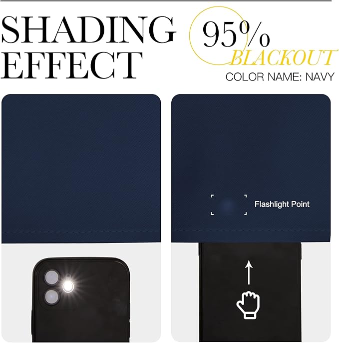 NICETOWN Blackout Curtain Panels Grommet - All Season Eyelet Top Blackout Draperies for Bedroom/Living Room/Glass Door, Navy, 1 Pair of 52 x 45 inches