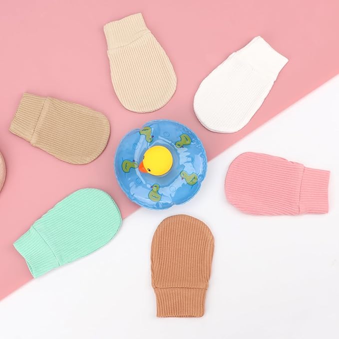 BQUBO 6 Pairs Newborn Baby Boys Girls Mittens 0-6 Months Unisex-Baby Infant Mittens Elastic No Scratch Wrist Gloves
