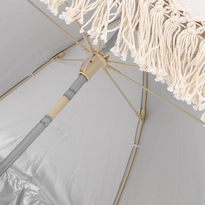 Baby Outdoor Parasols, Baby Stroller Parasol Umbrella with Adjustable Clamp, Toddler Parasol for Trolley Wheelchair Beach Chair, Outdoor Activities (Beige with