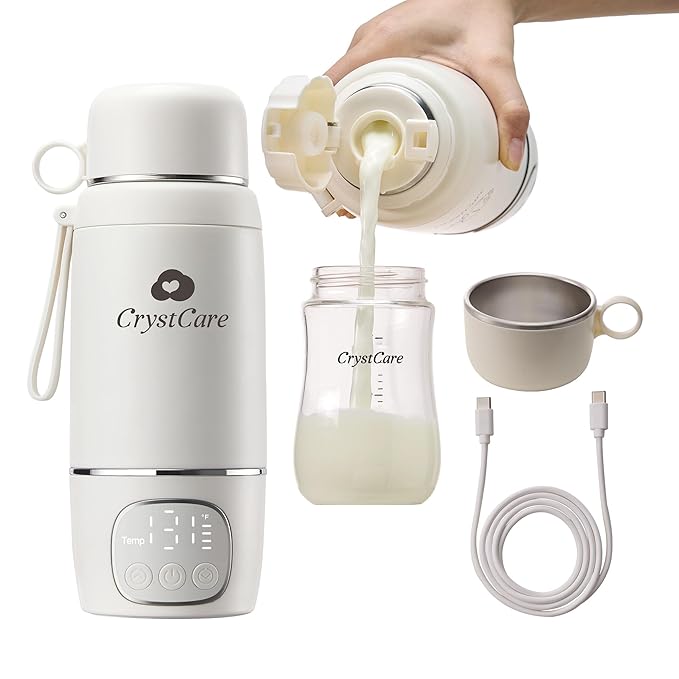 Portable Bottle Warmer for Travel - Fast Heating Breast Milk & Formula Warmer with 16,000mAh Battery, 17oz Milk Warmer for Baby on The Go,Baby Bottle Warmer for Car, Airplane(Clouds)