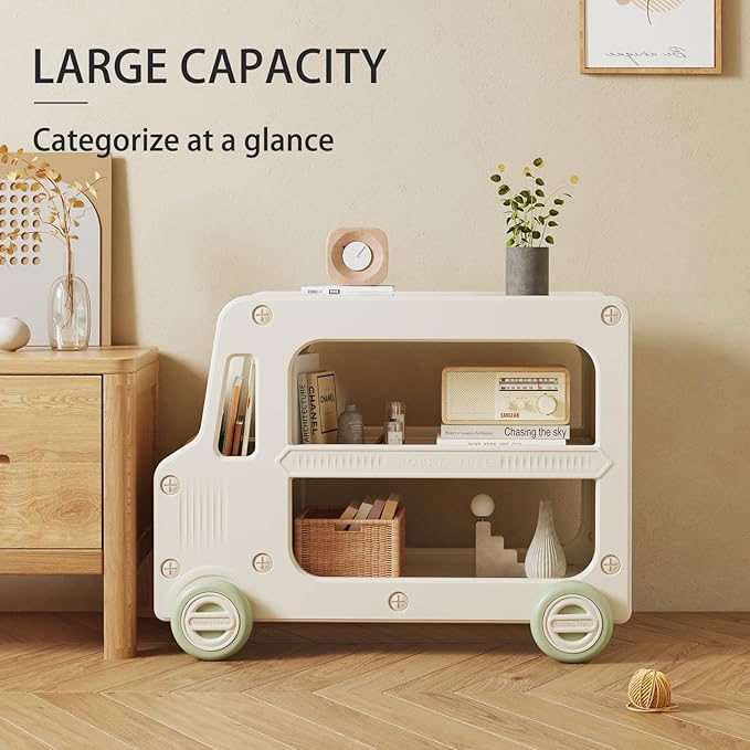Toy Organizers And Storage For Kids, 2 Layers Toy Storage Cabinet Toys Organization Chest With Bins Multipurpose Toy Storage Box For Nursery, Playroom, Bedroom, Living Room(Green/No Blockes