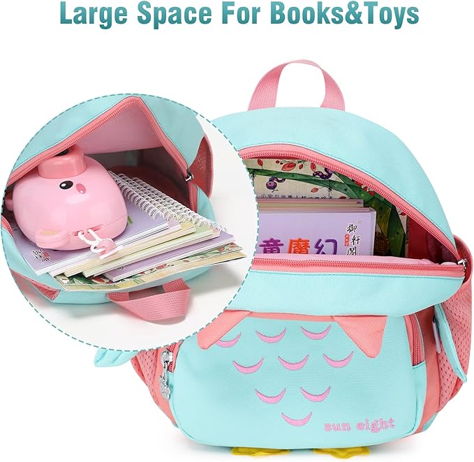 SUN EIGHT Preschool Backpack Toddler for Girls Animal Waterproof Kids Backpack 3D Cartoon School Bag for Baby Girl Boy 1-5 Years(Cute Owl)