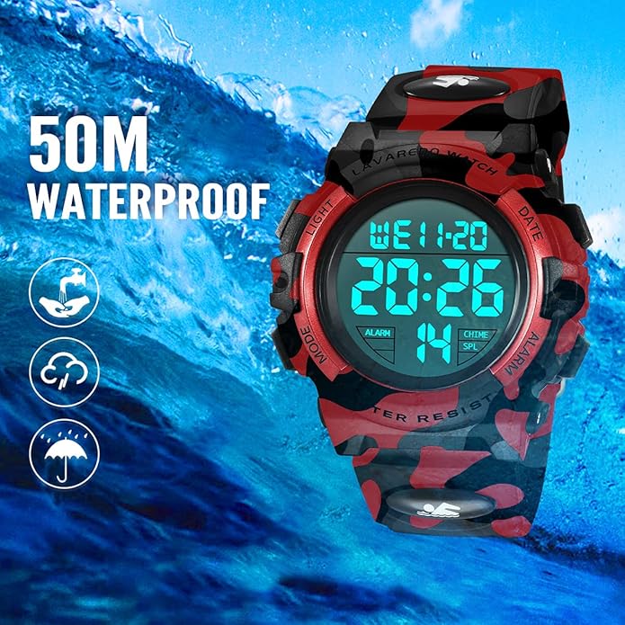 Kids Watch,Boys Watch for 3-15 Year Old Boys,Digital Sport Outdoor Multifunctional Chronograph LED 50 M Waterproof Alarm Calendar Analog Watch for Children with Silicone Band,Kids Gift