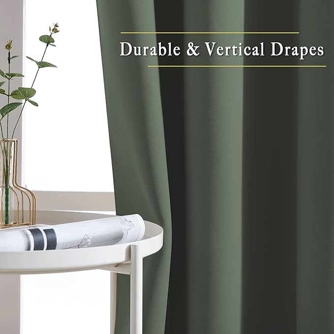 NICETOWN Room Darkening Curtains for Room Divider, Grommet Thermal Curtains Light & Sound Reducing Window Treatments for Sliding Glass Door, W66 x L118, Dark Mallard, 2 Panels