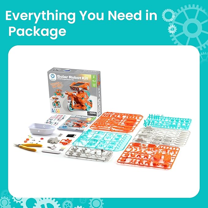Sillbird Solar Robot Building Kit STEM Gift for Boys Aged 8-14, 15-in-1 DIY Science Educational Robotic Set, Solar or Battery Powered Toy for Kids Birthday with 212 Pieces