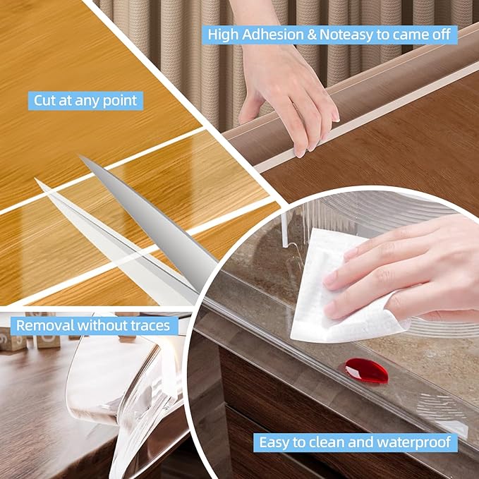 Edge Corner Protector Baby Proofing,Soft Clear Furniture Table Corner Guard & Edge Safety Cabinet Door Bumper,Crib Bumpers,Wall Protector,6.6ft(Width 0.8 in,Thickness 0.08 in)