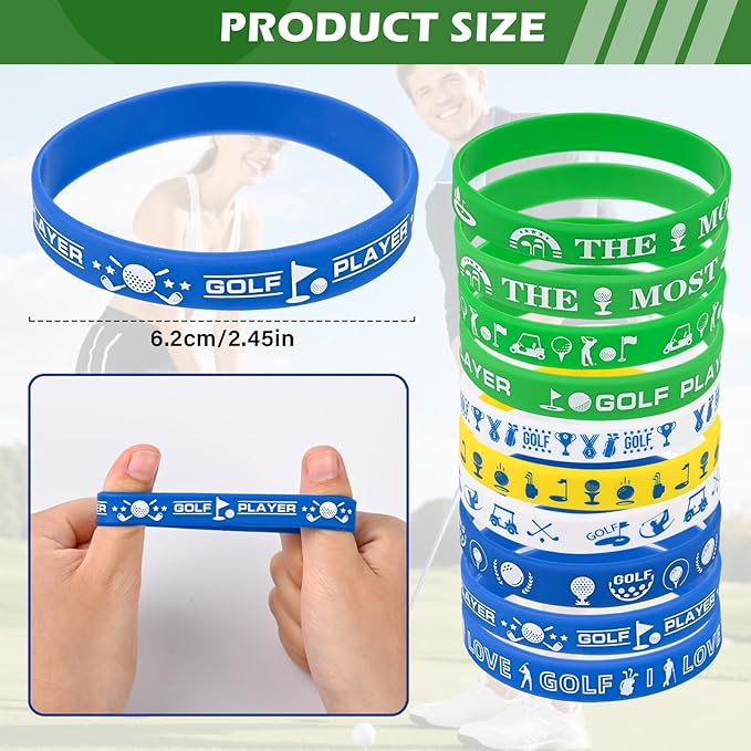 LiYiQ 72 Pcs Golf Party Favors Golf Team Gifts Golf Goodie Bags Stuffers Golf Ballpoint Pens Bookmark Card and Silicone Bracelet