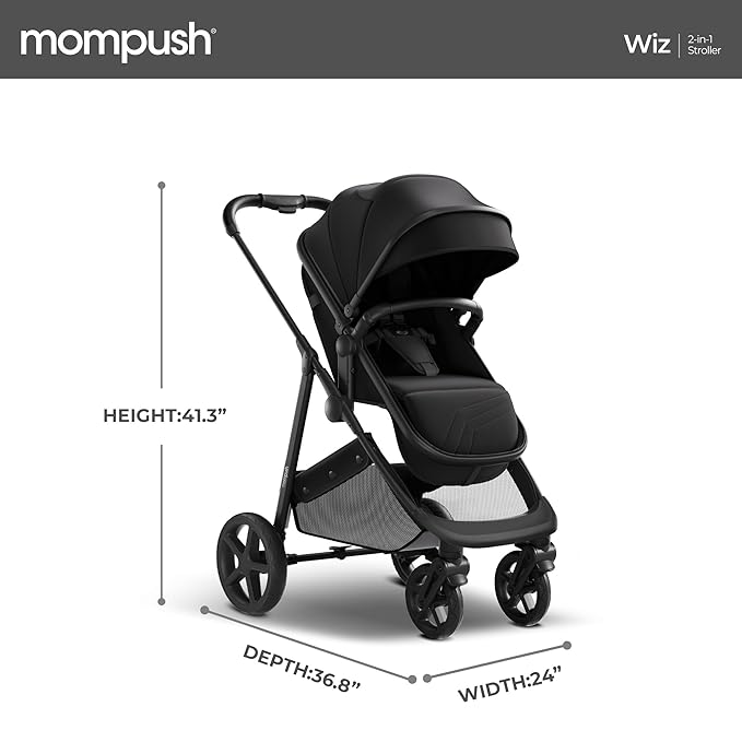 Mompush Wiz 2 in 1 Baby Stroller with Bassinet Mode, Convertible Infant Stroller for Newborn and Toddler with Reversible Seat and Large UPF 50+ Canopy