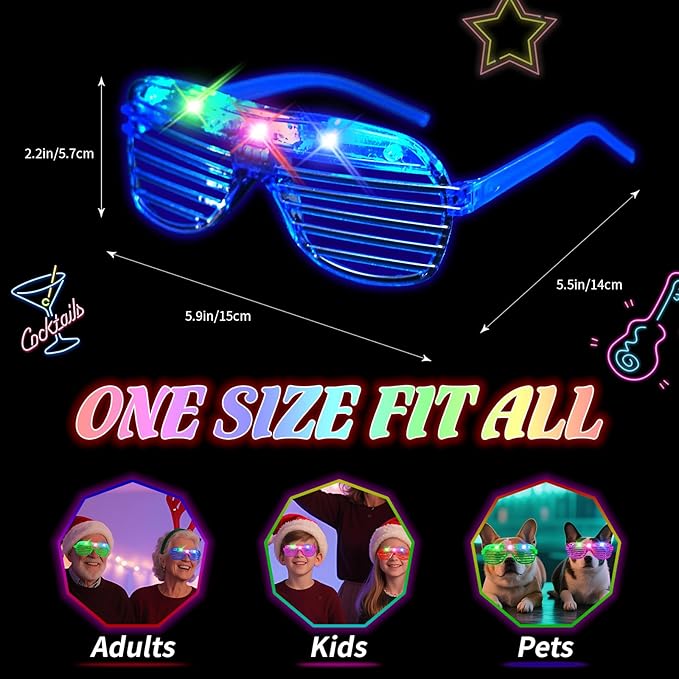40 PCs LED Glasses,Light Up Glasses,Glow Glasses Glow In The Dark Party Supplies Suitable For Kids/Adults, 3 Light up Modes, 5 Neon Colors Rave Party,Wedding, Birthday, Concert, New Year, Carnival