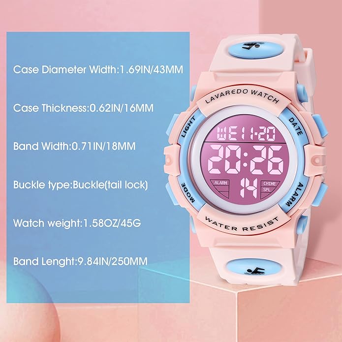 Kids Watch,Boys Watch for 3-15 Year Old Boys,Digital Sport Outdoor Multifunctional Chronograph LED 50 M Waterproof Alarm Calendar Analog Watch for Children with Silicone Band,Kids Gift