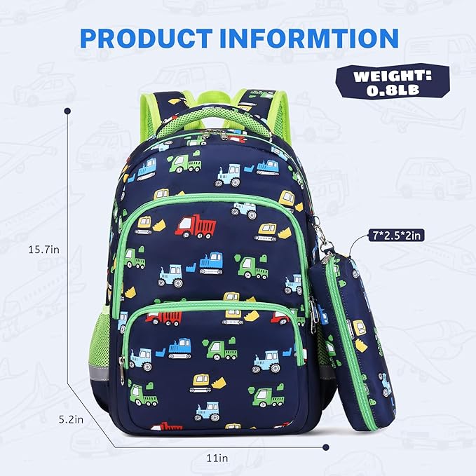 mygreen 3PCS Kids Backpack Set - Waterproof Bookbag with Lunch Box for Boys Ages 3-12, Adorable Cartoon Prints for School & Outdoor Use Blue Soccer