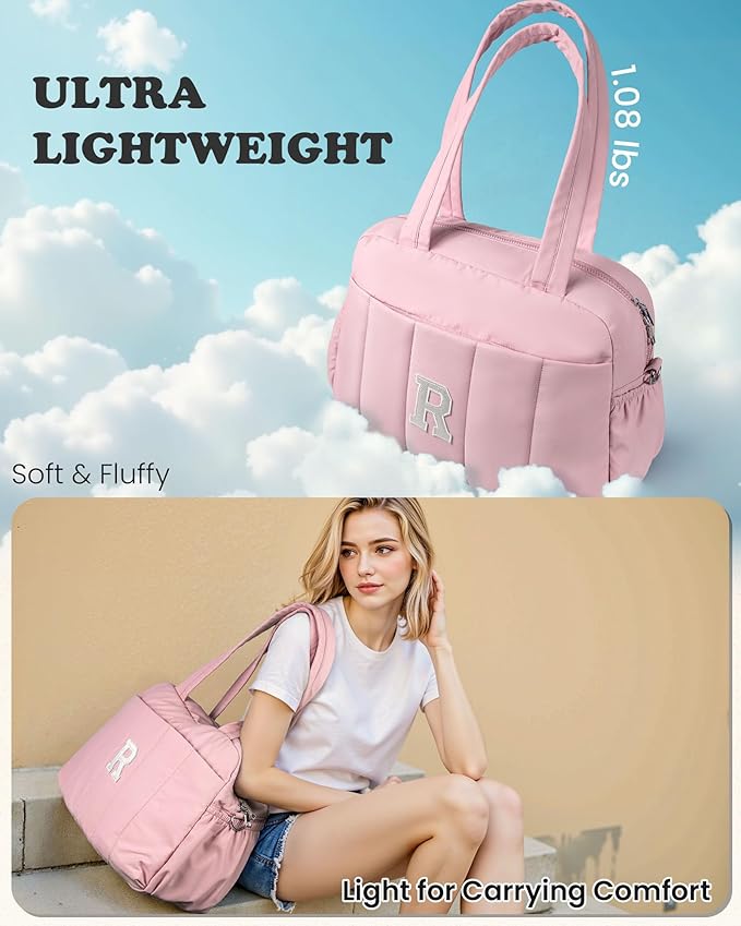 Tween Gift, Duffle Bag for Travel, Weekender Bags for Women,Initial Overnight Bag with Wet Pocket,Lightweight Travel Bags Personalized Gym Tote with Makeup Pouch