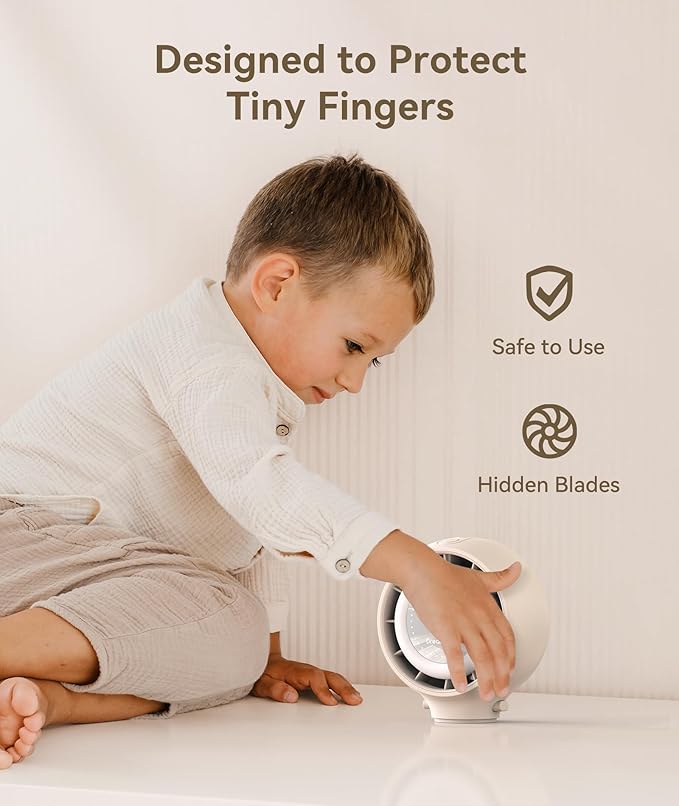 Dreamegg Portable Stroller Fan - 4000mAh Rechargeable Baby Stroller Fan With LED Display, Night Light, Hidden Blade, Detachable 4 Speed 360ยฐRotate, Handheld Cooling for Crib,Travel, Car Seat, Bedroom