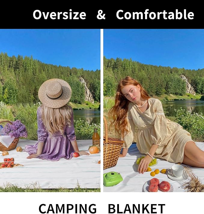 Large Soft Picnic Blanket Outdoor Law Park Mat Car Travel Essentials Europe Mexico Road Trip Summer Vacation Stuff Outside Accessories Roadtrip Camping Gear Rv Must Haves Glamping Tent Gadget