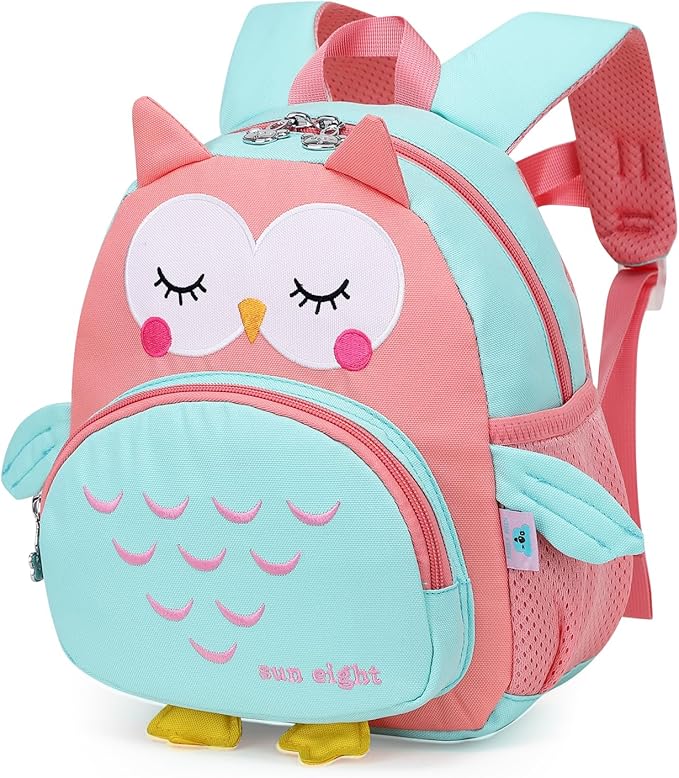 SUN EIGHT Preschool Backpack Toddler for Girls Animal Waterproof Kids Backpack 3D Cartoon School Bag for Baby Girl Boy 1-5 Years(Cute Owl)