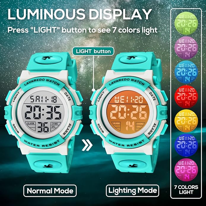 Kids Watch,Boys Watch for 3-15 Year Old Boys,Digital Sport Outdoor Multifunctional Chronograph LED 50 M Waterproof Alarm Calendar Analog Watch for Children with Silicone Band,Kids Gift