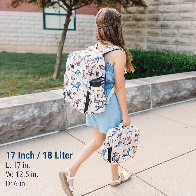 Wildkin ECO rPET 17-inch Large Backpack – Sustainable, Padded, Adjustable – Horse Dreams