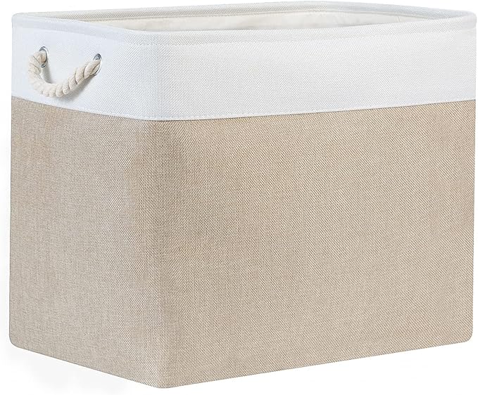 Bidtakay Storage Baskets for Shelves 17x12x15 in Beige Clothes Bins Storage for Closet Set of 2 Large Organization Baskets for Bedroom Blankets Dog Toy Basket Nursery Baby Baskets with Handles