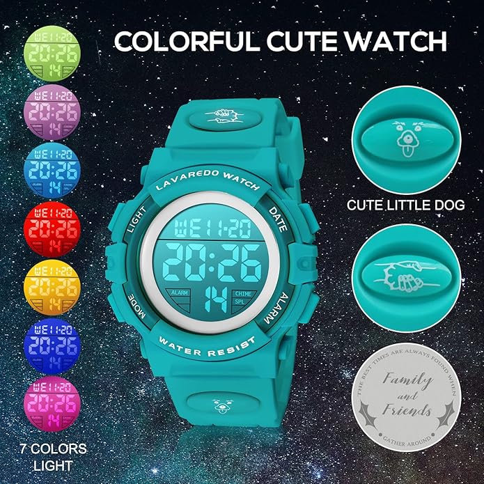 Kids Watch,Boys Watch for 3-15 Year Old Boys,Digital Sport Outdoor Multifunctional Chronograph LED 50 M Waterproof Alarm Calendar Analog Watch for Children with Silicone Band,Kids Gift