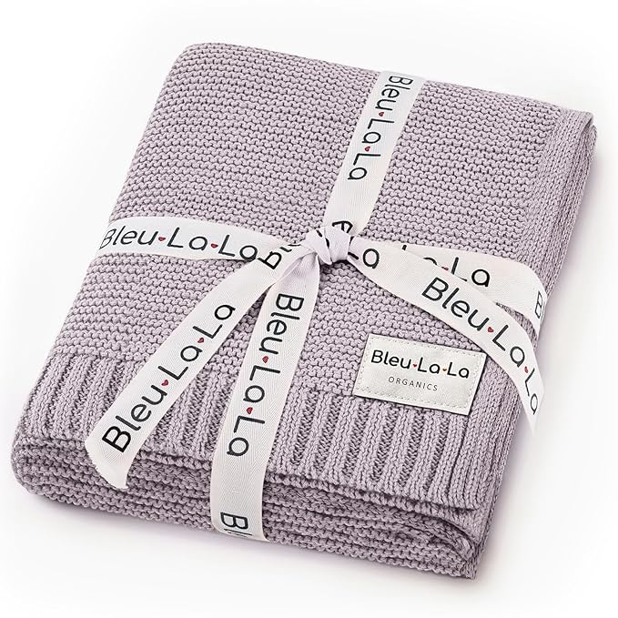 Heritage Knit Organic Swaddle Blanket for Girls - 100% Soft Luxury Cotton Knit Receving Swaddler - Warm Cozy Crib Swaddling Blanket for Newborns Infants & Toddler (0-2Yrs - Dreamy Lilac)