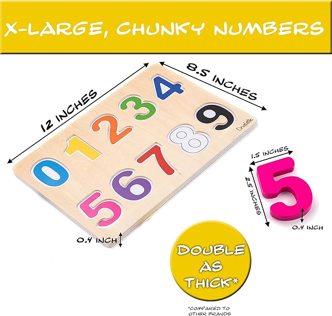 Magnetic Wooden Educational Number Puzzle - Learn Numbers & Color Recognition Toy β Toddler Preschool Game β Kids Montessori Education