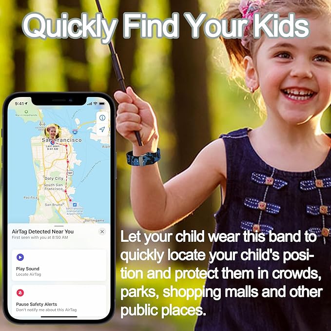 2 Pack Waterproof Bracelet for AirTag Kids, Hidden Printed Wristband for Apple Air Tag, Silicone Holder for AirTag GPS Tracker Case for Band for Child Toddler, Secure Anti-Lost Protection(Camouflage)
