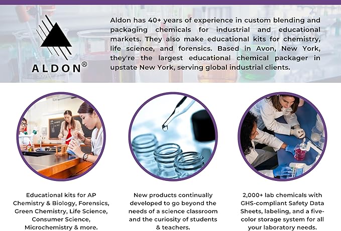 ALDON Innovating Science Bacteria Stain Set - 5 Microscope Slide Stains in 30mL Dropper Bottles: Methylene Blue (2), Carbol Fuchsin, Carbol Rose Bengal, Crystal Violate