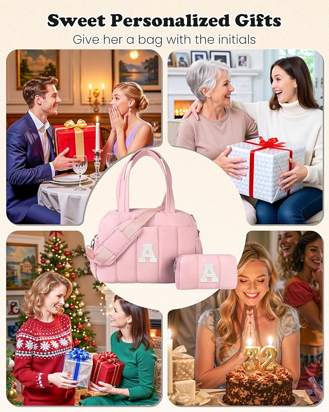 Gifts for Women Unique-Duffle Bag for Travel, Weekender Bags for Women,Initial Overnight Bag with Wet Pocket,Lightweight Travel Bags Personalized Gym Tote with Makeup Pouch