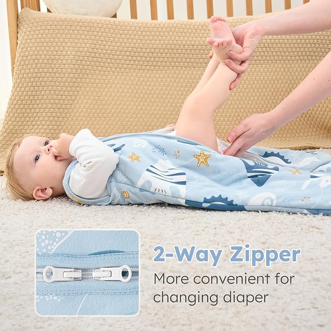 Yoofoss Baby Sleep Sack 6-12 Months, TOG 2.5 Baby Wearable Blanket with 2-Way Zipper, 100% Organic Cotton Fabric Winter Newborn Sleeping Sack, Warm Soft Comfy