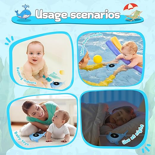 TKY Baby Bath Thermometer with Floating Toys - Digital Water & Room Temperature Monitor, Rechargeable Thermometer with Alerts for Newborn Bath Essentials, Infant Safety