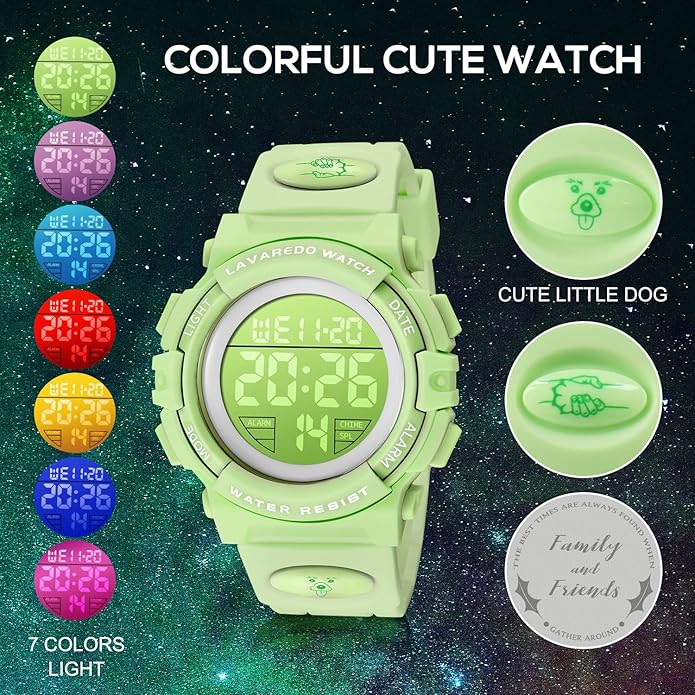 Kids Watch,Boys Watch for 3-15 Year Old Boys,Digital Sport Outdoor Multifunctional Chronograph LED 50 M Waterproof Alarm Calendar Analog Watch for Children with Silicone Band,Kids Gift