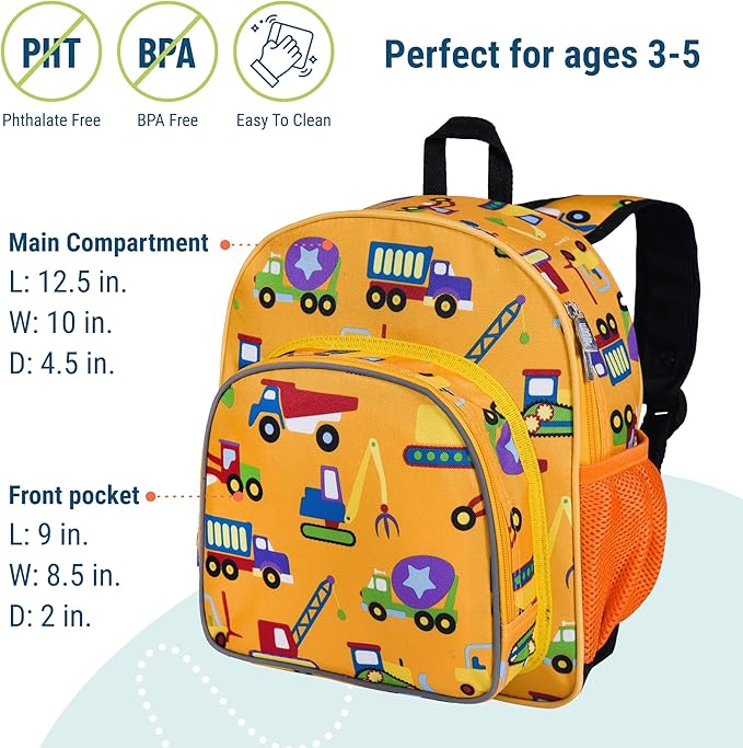 Wildkin 12-inch Kids Backpack – Padded, Adjustable, Ideal for Daycare & Travel - Under Construction