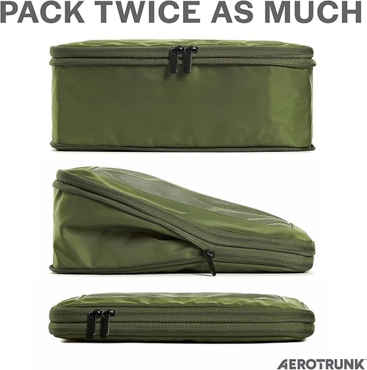 Compression Packing Cubes for Travel - Luggage Organizer Bags - Double Zipper Packing Cubes for Suitcases (6-Pack, Olive)