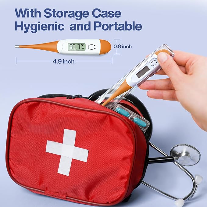 Boncare 10 Seconds Digital Thermometer for Adults and Kids - Accurate & Safe Rectal Thermometer for Baby with Fever Alarm, Oral Thermometer FSA HSA Eligible (Orange)