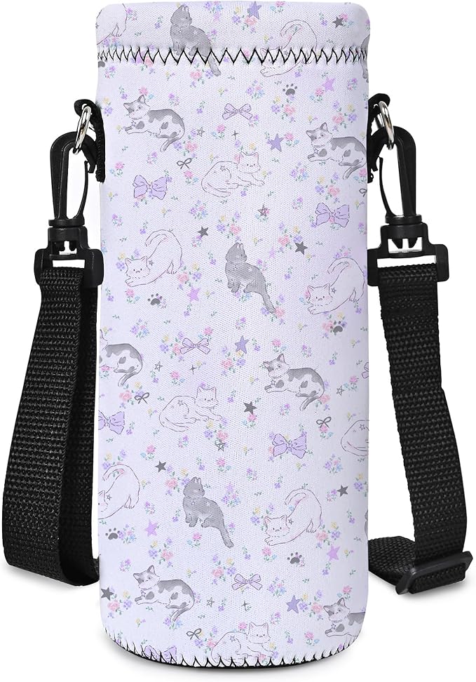 AUPET Water Bottle Sling Bag Carrier Crossbody Sleeve,Insulated Neoprene Bottle Case Holder Pouch Cover 500ML/17oz with Shoulder Strap for Walking Women Men
