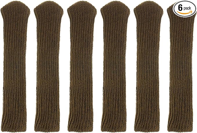 uxcell 6Pcs Door Handle Covers, Polyester Knitted Anti-Scald Door Knob Protector Door Knob Cover for Hot Doors and Cold Doors, Brown
