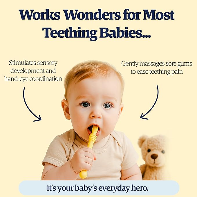 Babies Teether Teething Toys , Montessori Toy Teethers for 0-36 Months, Infant Sensory Relief Teething Stick Toys, Parent Baby Essentials, Baby Gift Teether – BPA‑Free, Food‑Grade Silicone 6 Pack