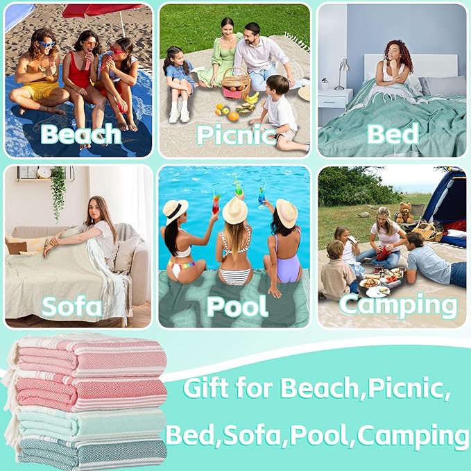 Oversized Turkish Beach Towel Blanket Cotton Giant XL Sandproof Towels Huge Linen XXL Extra Large Big Throw Quilt Blankets for Adults Beige Turtle