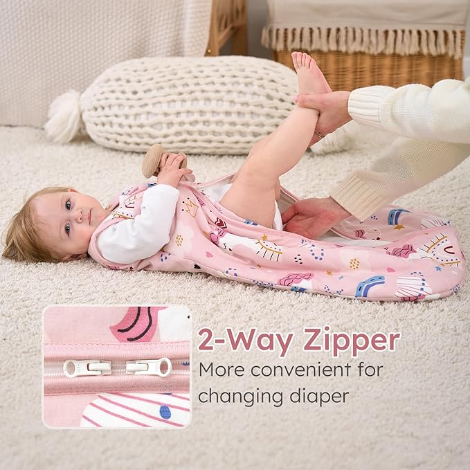 Yoofoss Baby Sleep Sack 12-18 Months, 1.5 Tog Baby Wearable Blanket with 2-Way Zipper, 100% Cotton Organic Fabric Winter Infant Sleeping Sack, Warm Soft Comfy