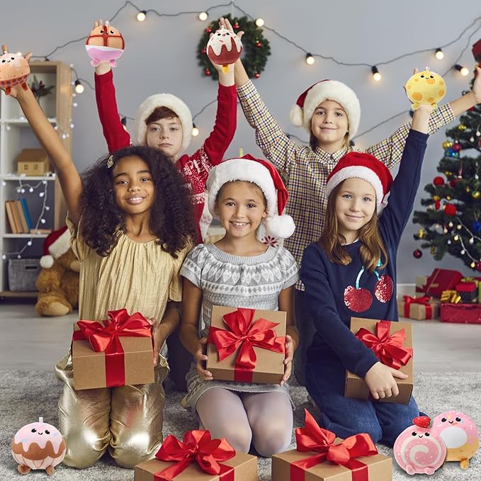 Libima 9 Pcs Mini Stuffed Animals Keychains 3.15 Inch Small Plush Cute Ornaments Bulk Toys for Baby Shower Birthday Party Decors Gift Bags Fillers Halloween Christmas Basket Stuffers(Desserts)