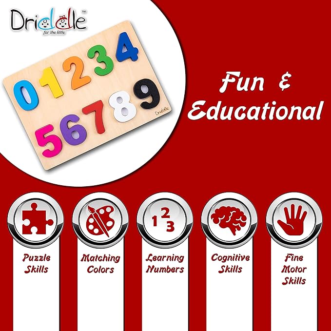 Magnetic Wooden Educational Number Puzzle - Learn Numbers & Color Recognition Toy β Toddler Preschool Game β Kids Montessori Education