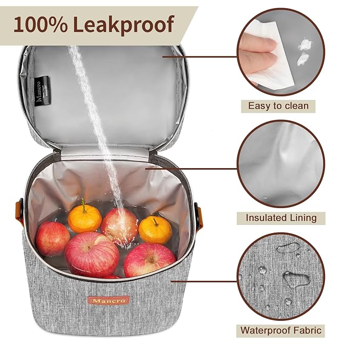 Mancro Insulated Breastmilk Cooler Bag Fits 4 Baby Bottles Up to 9 Ounce,Compact Baby Bottle Travel Bag with Ice Pack for Nursing Mom, Grey