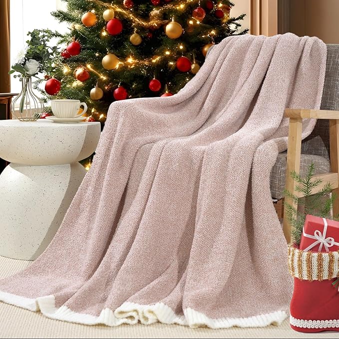 NEXHOME PRO Soft Blanket for Women, Twin Size Cozy Blanket Warm Reversible Knit Lightweight Throws for Sofa Bed, Picnic, Heather Terracotta, 60 x 80 inches