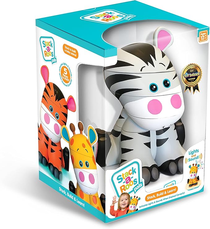 Stack-a-Roos Baby Zebra by Salus Brands - Animal Stacking Toy, Educational Early Learning Toy for Infants Babies Toddlers, Age 12+ Months - Great Baby Gifts, STEM