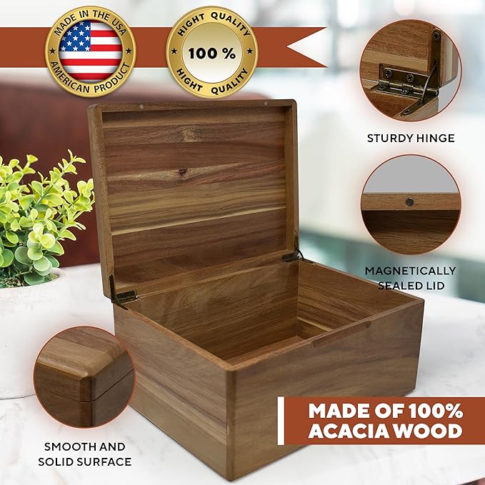 Graduation Boxes 2025 - Personalized Graduation Gifts for Him Her, Engravable High School Memory Box Organizer Boys Girls, Memorabilia Time Capsule, Wood Keepsake Chest Congrats Grad, 11.5x8.5x5.5 in