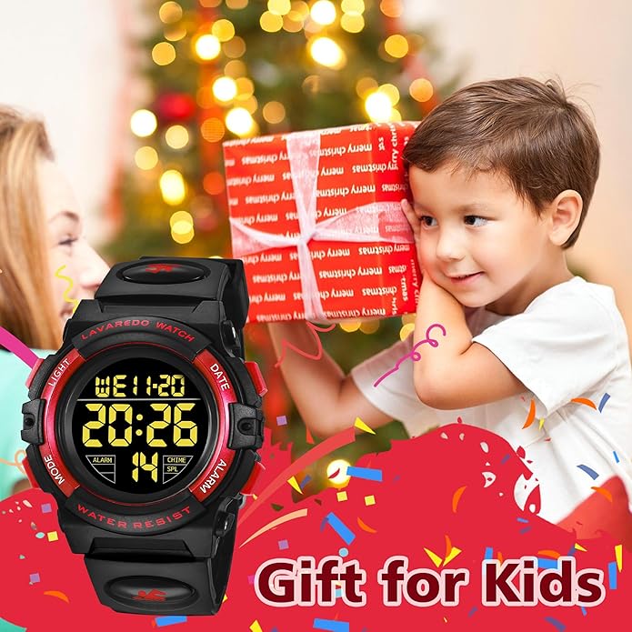 Kids Watch,Boys Watch for 3-15 Year Old Boys,Digital Sport Outdoor Multifunctional Chronograph LED 50 M Waterproof Alarm Calendar Analog Watch for Children with Silicone Band,Kids Gift
