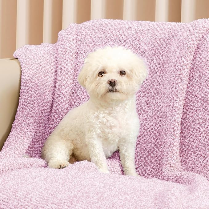 Snuggle Sac Lilac Throw Blanket for Couch, Super Soft Warm Blankets Cozy Knit Fuzzy Lightweight Throws for Sofa, Bed, Living Room, Heather Lilac, 50x70 inches