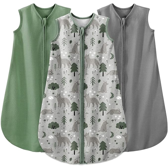 Yoofoss Baby Sleep Sack 18-24 Months Baby Wearable Blanket 100% Organic Cotton 2-Way Zipper Toddler Sleeping Sack,3 Pack Soft Lightweight Sleep Sacks for Babies